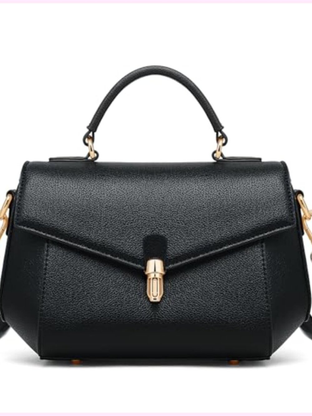 Vegan Leather Top Handle Crossbody Bag with Adjustable Strap